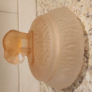 L.E. Smith Pink Satin Glass Elephant Powder Jar 1930s